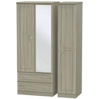 pembroke driftwood triple wardrobe 2 drawer with mirror