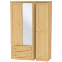 Pembroke Beech Triple Wardrobe - 2 Drawer with Mirror