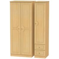 pembroke beech triple wardrobe with plain with 2 drawer