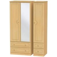 Pembroke Beech Triple Wardrobe - with Drawer and Mirror