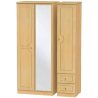 Pembroke Beech Triple Wardrobe - with Mirror and 2 Drawer
