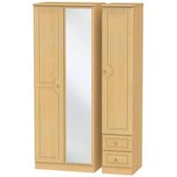 pembroke beech triple wardrobe tall with mirror and 2 drawer