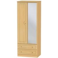 pembroke beech wardrobe tall 2ft 6in with 2 drawer and mirror