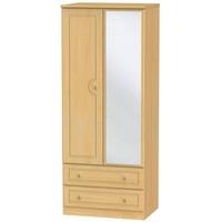 Pembroke Beech Wardrobe - 2ft 6in 2 Drawer with Mirror