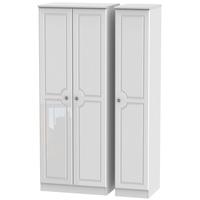 Pembroke High Gloss White Triple Wardrobe - Tall Plain