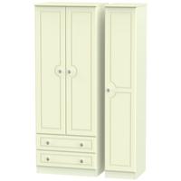 pembroke cream triple wardrobe tall with 2 drawer