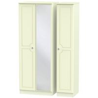 pembroke cream triple wardrobe tall with mirror