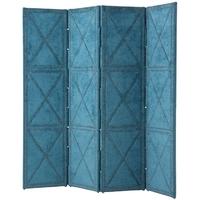 Petrol Velvet Large Folding Screen Duchamp