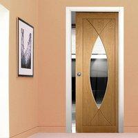 Pesaro Oak Fire Pocket Door with Clear Safety Glass