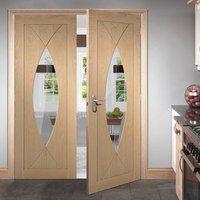 pesaro oak fire door pair with clear safety glass