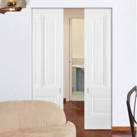 Peony 3 Panel White Primed Syntesis Double Pocket Door