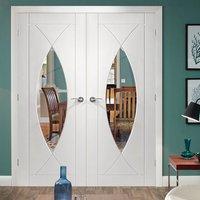 Pesaro White Primed Flush Door Pair with Clear Safety Glass