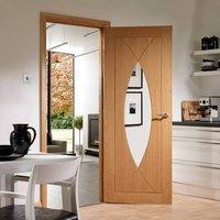 pesaro oak door with clear safety glass prefinished