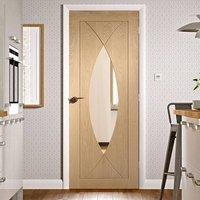 pesaro oak fire door with clear safety glass