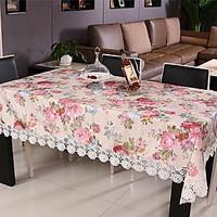 Peony Embroidery Cover Round Tea Table Cloth (100 150 cm)