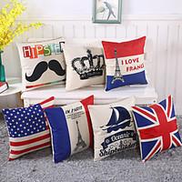 Personality National Flag Design Pillow Case 6 Style Cotton/Linen Pillow Cover