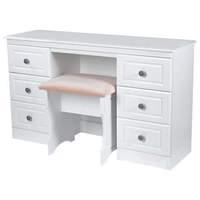 Pembroke 6 Drawer Dressing Table Stool and Single Mirror-White