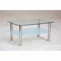 Pearl Clear Glass Coffee Table With Frosted Undershelf