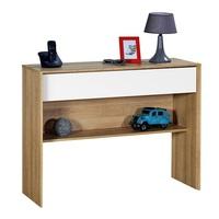 Peora Wooden Console Table In Oak With 1 Drawer In White Front