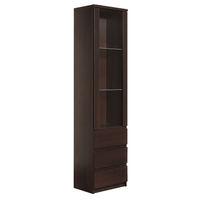 Pello Tall Narrow 1 Door 3 Drawer Glazed Display Cabinet Dark Mahogany