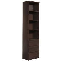 Pello Tall Narrow 3 Drawer Bookcase Dark Mahogany