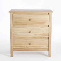 Perrine 3-Drawer Chest in Untreated Solid Pine
