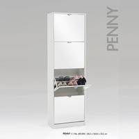 penny5 tall mirrored shoe cabinet in white