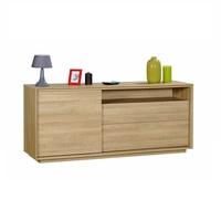 Peora Wooden Sideboard In Oak With 2 Drawers And Sliding Door