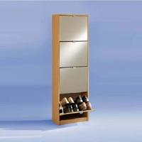 Penny5 Tall Mirrored Shoe Cabinet In Beech