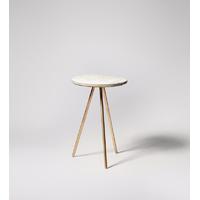 pearl side table in white marble metallic