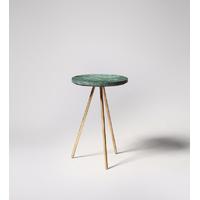 pearl side table in green marble metallic