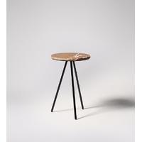 pearl side table in brown marble steel