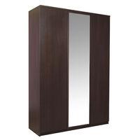 Pello 3 Door Wardrobe with Mirror Door Dark Mahogany