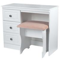 Pembroke 3 Drawer Dressing Table White-With Stool and Single Mirror