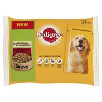 Pedigree Pouch Dog Food Chicken Vegetables and Beef Vegetables in Gravy 4 x 100g