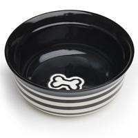 Pet Bowl Black Stripe 6in