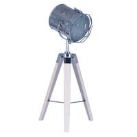 Penrith Wooden Tripod Lamp with Chrome Detail