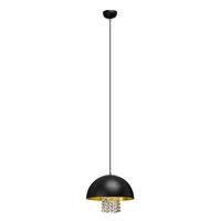 Pendant Light Black MetalWith Crystals Gold Finish Inner