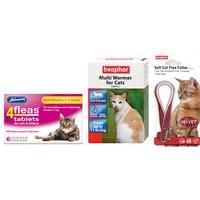 Pet Connection Long Lasting Flea, Tick & Worming Kit (for all cats >6m old) (Flea and Worm kit + Velvet Flea Collar)