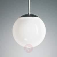 Pendant light with opal sphere 25 cm, chrome