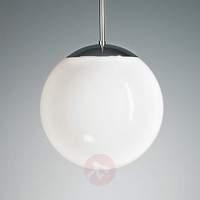 Pendant light with opal sphere 35 cm, chrome