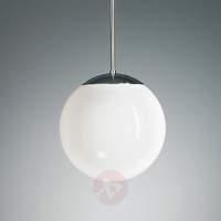Pendant light with opal sphere, 20 cm, chrome