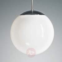 Pendant light with opal sphere, 40 cm, chrome