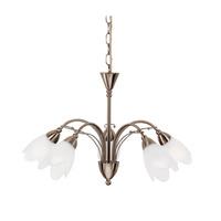 petal antique brass 5 lamp ceiling light