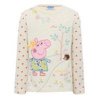 Peppa Pig long sleeve pull on character applique woodland adventure slogan top and bow headband set - Oatmeal