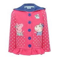 Peppa Pig girls cotton pink long sleeve character applique peplum hem button down hooded jacket - Pine Green