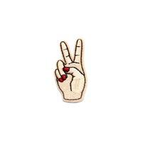 peace fingers iron on woven patch