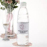 Personalized Water Bottle Sticker - Double Heart (Pink/Set of 15)