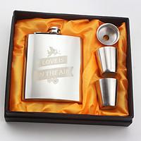 Personalized Stainless Steel Hip Flasks 7-oz Flask Set Thanks Gift