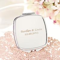 personalized stainless steel compact mirror favor